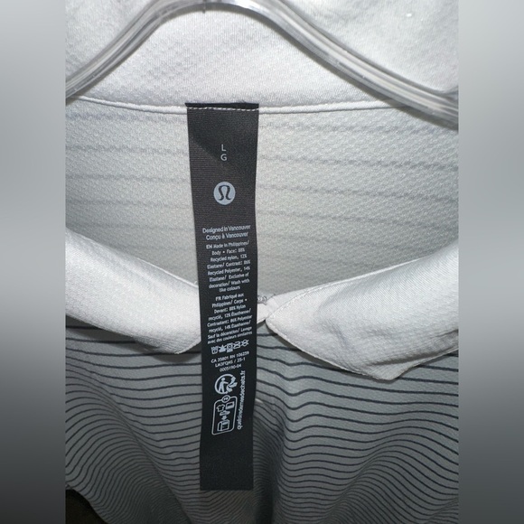 Lululemon Logo Sport Polo Short Sleeve  Striped, Size L - Picture 3 of 6